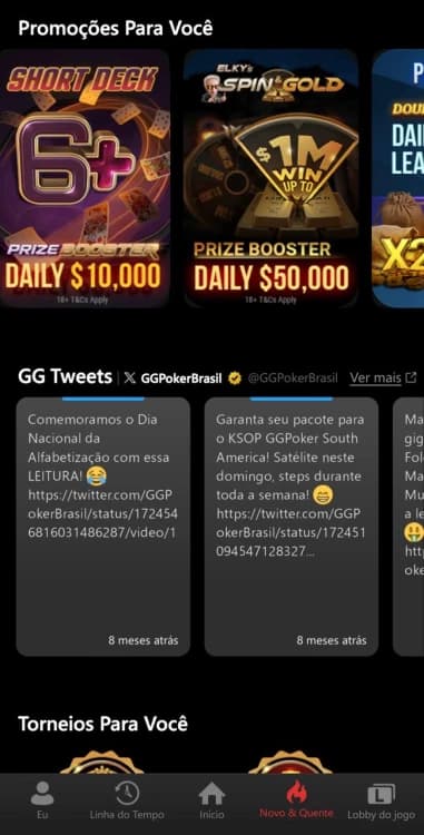 Print dos Torneios e Promoções da GGPoker