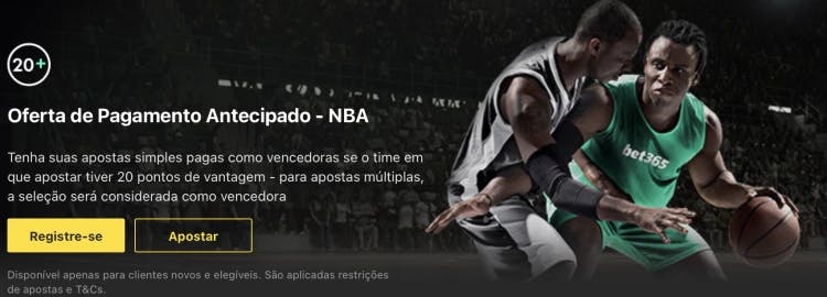 Imagem da oferta de pagamento antecipado na bet365 para apostas em basquete